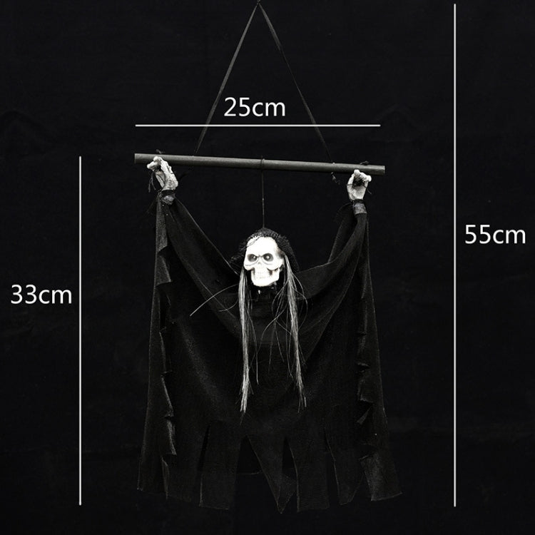 Halloween Electric Luminous Skeleton Hanging Head Induction Props Haunted House Decorations Toys