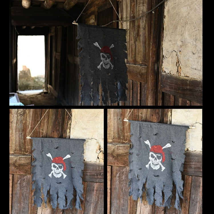 Halloween Decoration Jolly Roger Skull Banner Pirate Flag Party Supplies, Small Size: 47 x 51cm