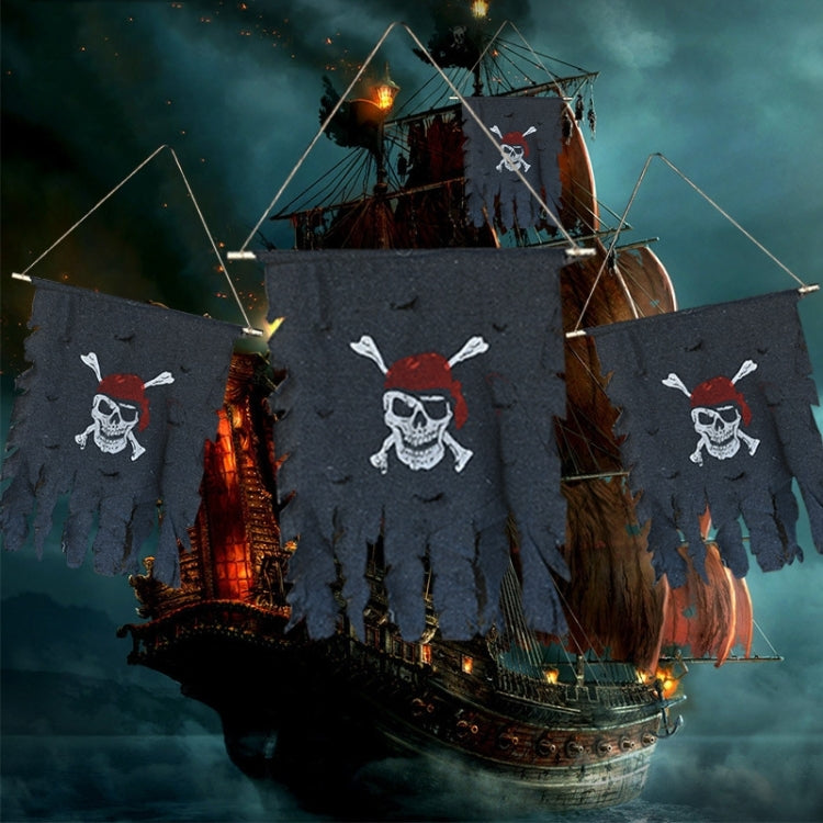 Halloween Decoration Jolly Roger Skull Banner Pirate Flag Party Supplies, Small Size: 47 x 51cm