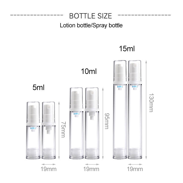 5 PCS Portable Airless Vacuum Pump Bottle Fine Mist Perfume Spray Bottle, 5ml