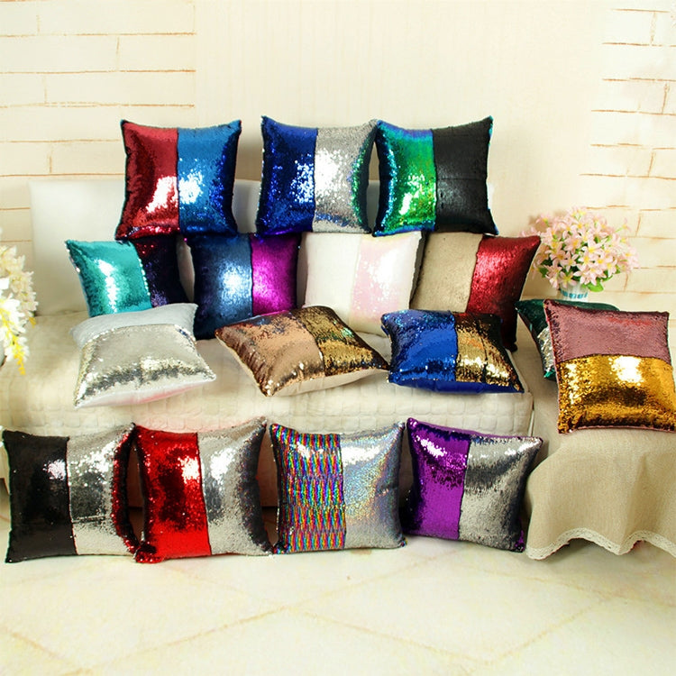 DIY Two Tone Glitter Sequins Throw Pillow Case Reversible Sequin Magical Color Changing Pillow Cover, Size: 40*40cm