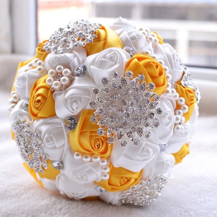 Wedding Holding Pearl Diamond Flowers Bridal Bouquet Accessories Bridesmaid Rhinestone Party Wedding Decoration Supplies, Diameter: 20cm