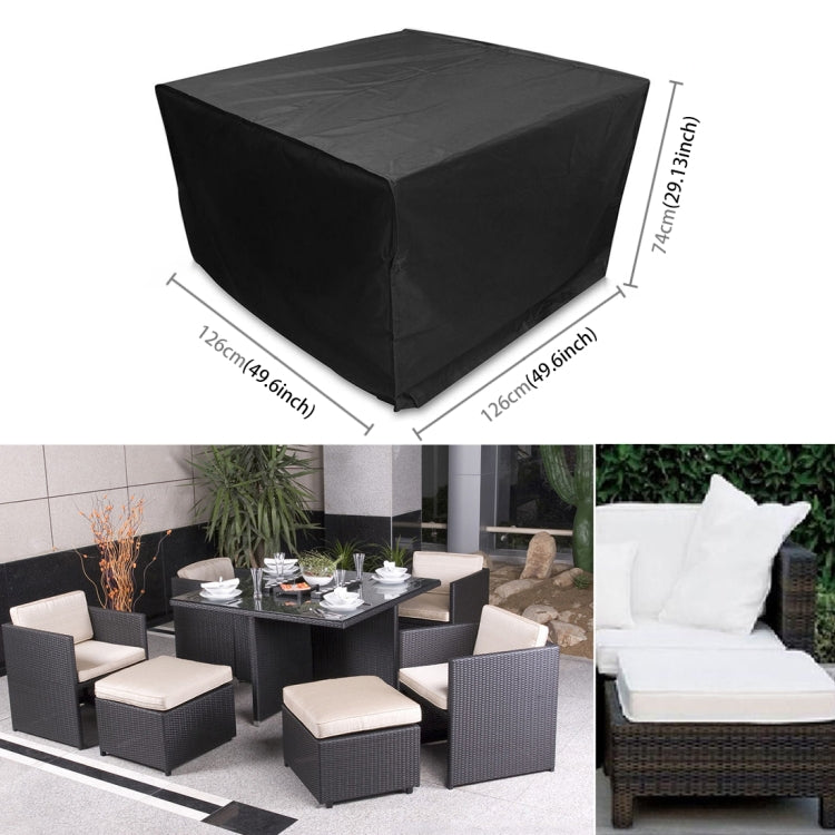 Anti-UV Waterproof Dust-proof 210D Oxford Cloth Folding Table Chairs Protective Cover Outdoor Furniture Set Cover, Size: 126*126*74cm(Black)