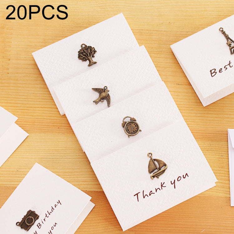 20 PCS Creative Simple Mini Ornaments Greeting Card Birthday Card DIY Folding Blessing Card Postcard, Random Style Delivery