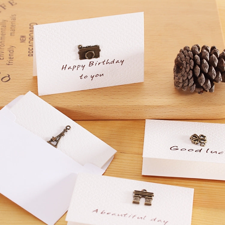 20 PCS Creative Simple Mini Ornaments Greeting Card Birthday Card DIY Folding Blessing Card Postcard, Random Style Delivery