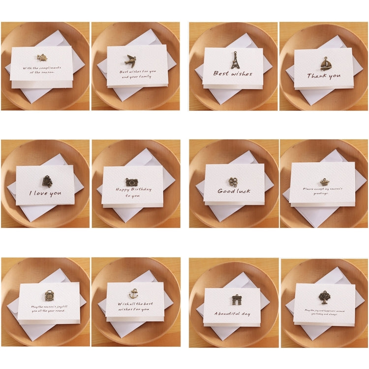 20 PCS Creative Simple Mini Ornaments Greeting Card Birthday Card DIY Folding Blessing Card Postcard, Random Style Delivery