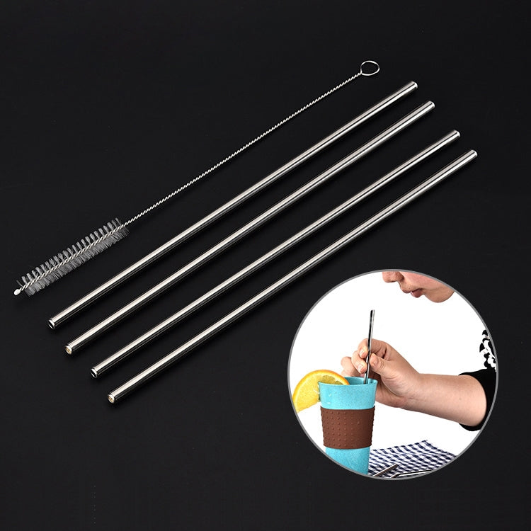 4 PCS Reusable Stainless Steel Drinking Straws + 1 x Cleaner Brush Set Kit