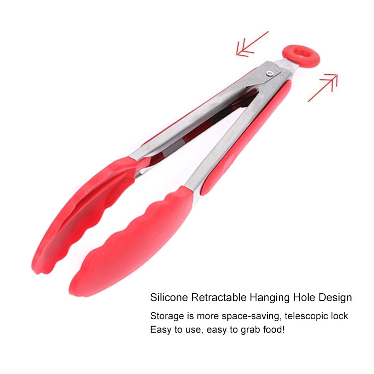 9 inch Silicone Non-slip Food Bread Barbecue BBQ Clip Tongs Kitchen Tools