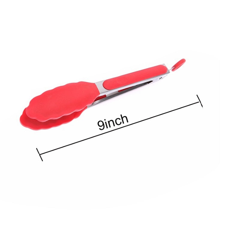 9 inch Silicone Non-slip Food Bread Barbecue BBQ Clip Tongs Kitchen Tools