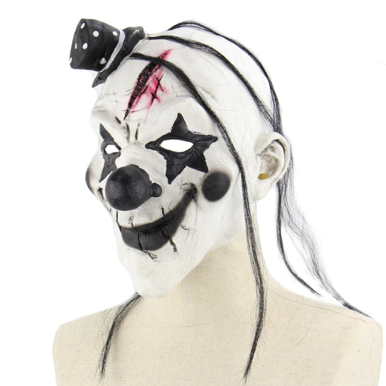 Halloween Festival Party Latex Devil Clown Frightened Mask Headgear, with Hair