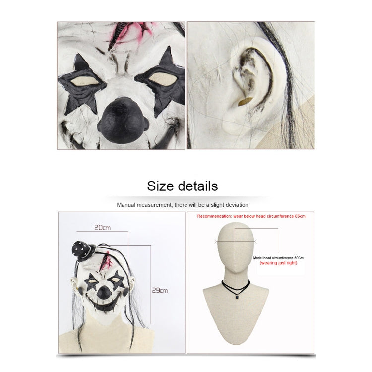 Halloween Festival Party Latex Devil Clown Frightened Mask Headgear, with Hair