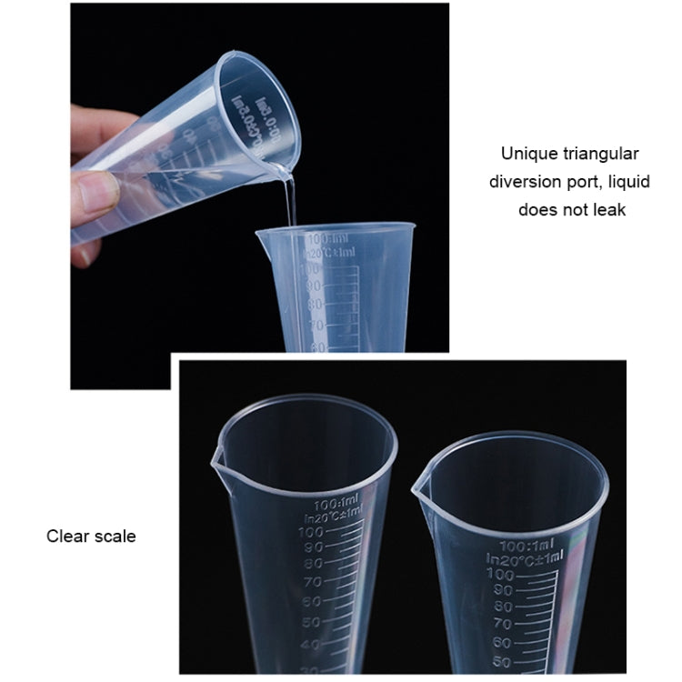 10 PCS 100ml Food Grade PP Plastic Flask Digital Cone Measuring Cup Cylinder Scale Measure Glass Lab Laboratory Tools
