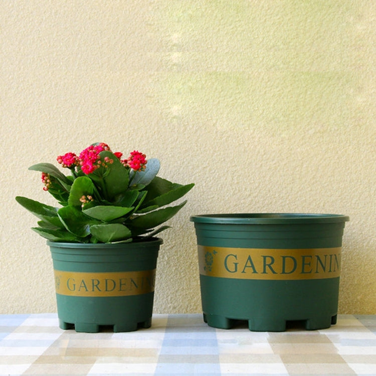 1 Gallon Flower Pots Plant Nursery Pots Plastic Pots Creative Gallons Pots with Tray, Size:17.5*16*16cm, Random Text Background Color Delivery