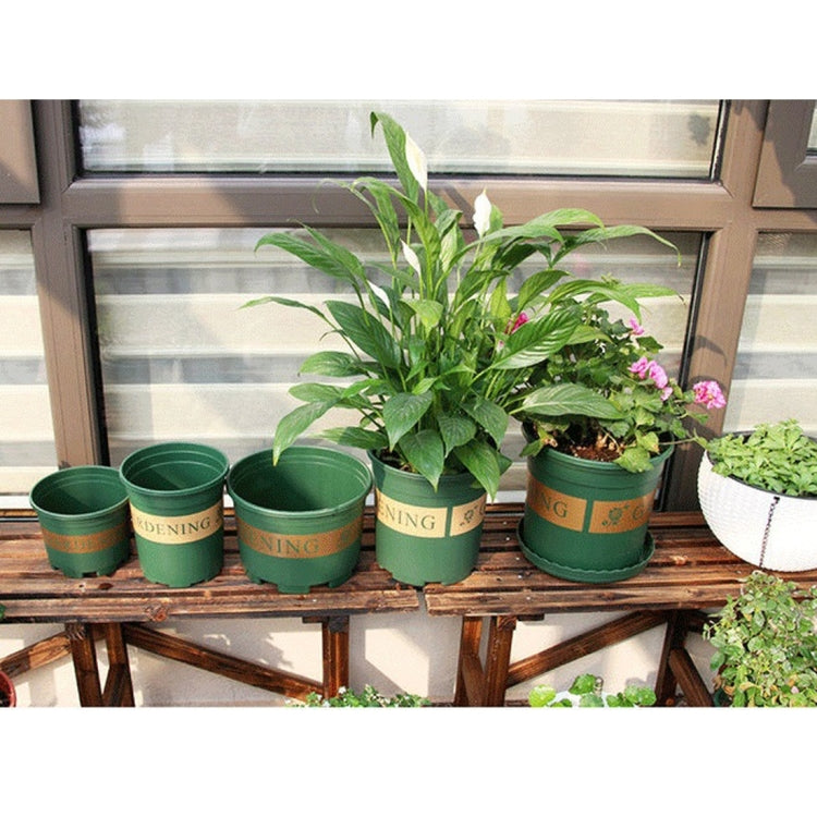 Flower Pots Plant Nursery Pots Plastic Pots Creative Gallons Pots with Tray,Size:12*16*12cm, Random Text Background Color Delivery