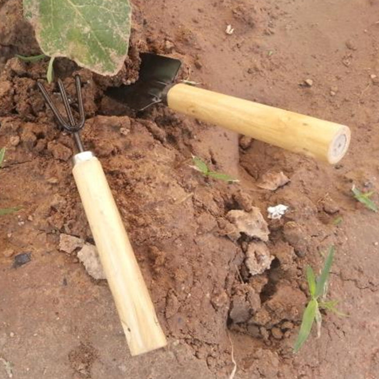Rake Shovel Digging Trowel 3 in 1  Wooden Handle Metal Head Mini Garden Plant Tool Gardening Tool Garden Flower Tools Garden Tools Combination Set