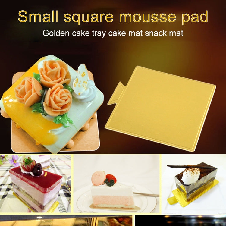 100 / Pack Small Square Cake Cardboard Pad Thick Rigid Golden Cake Mousse Cake Mat
