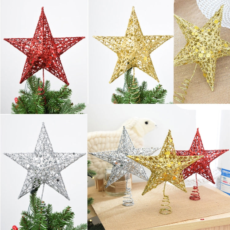 Glitter Iron Star Christmas Tree Top Decoration Ornament, Size: 30cm x 25cm, Random Color Delivery