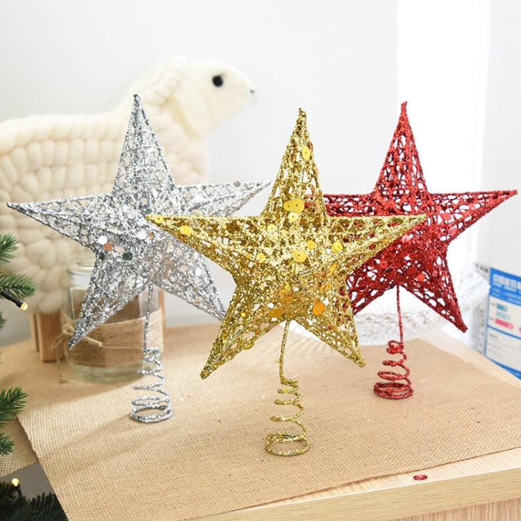 Glitter Iron Star Christmas Tree Top Decoration Ornament, Size: 20cm x 15cm, Random Color Delivery