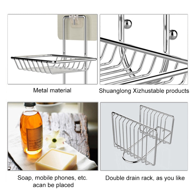 Creative Double Layer Stainless Steel Soap Stand Non-trace Magic Sticker Style Soap Dish Bathroom Shelf Belt Hanger