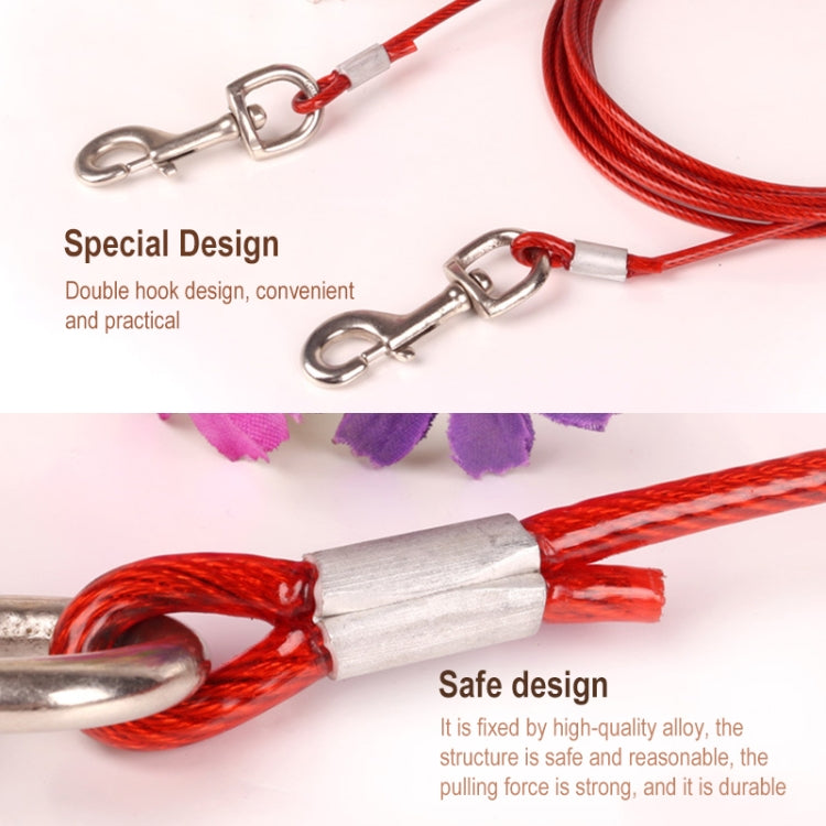 Double-end Steel Wire Rope Pet Dogs 2 in 1 Traction Rope Pet Walking Leads With Handle, Length: 3m,Random Color Delivery
