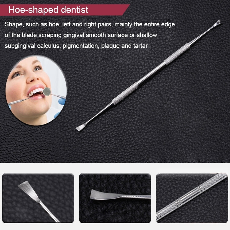 6 in 1 Dental Tool Set (Stainless Steel Probe + Hoe-shaped Dentist + Sickle Dentist + Tooth Stain Rejection Device + Dental Tweezers + Mouth Mirror)