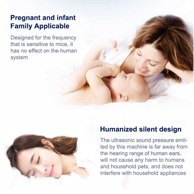 Electronic Ultrasonic Mosquito Rat Pest Control Repeller with LED Light, US Plug, AC90V-250V (White+Blue)