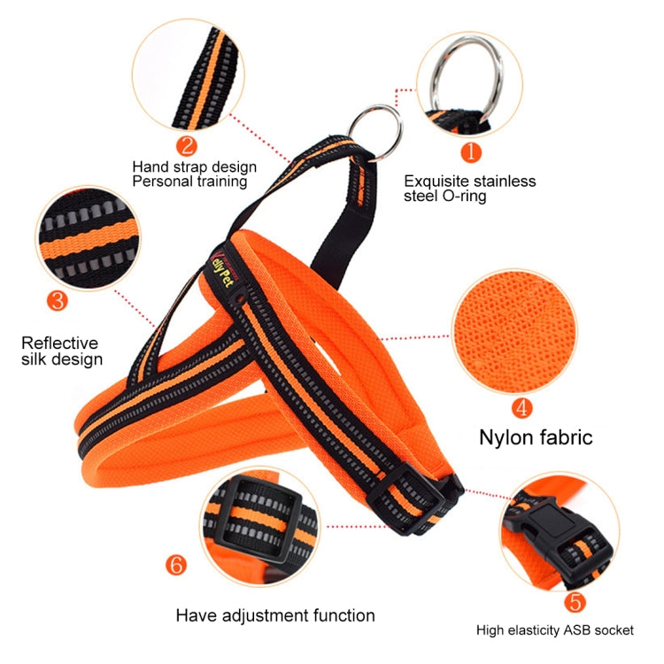 Pet Dogs A7 Reflective Polyester Chest Harness Lead Leash Traction Big Dogs Safety Chain Rope Collar, Size: L, 2.5*68*84cm