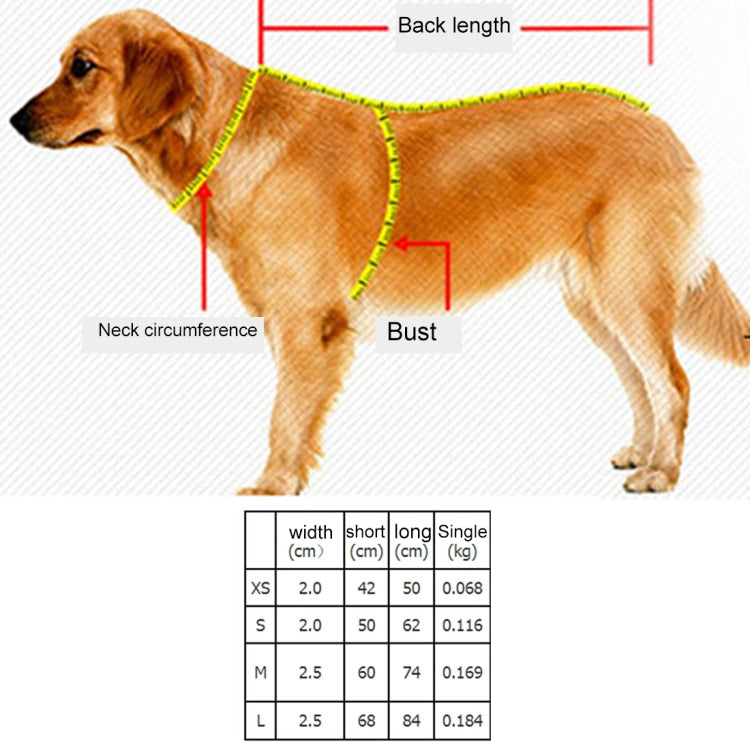 Pet Dogs A7 Reflective Polyester Chest Harness Lead Leash Traction Big Dogs Safety Chain Rope Collar, Size: M, 2.5*60*74cm