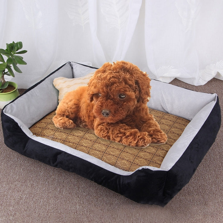 Dog Bone Pattern Big Soft Warm Kennel Pet Dog Cat Mat Blanket, with Rattan Mat Size: M, 70×50×15cm