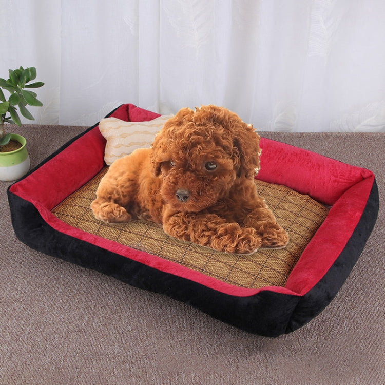 Dog Bone Pattern Big Soft Warm Kennel Pet Dog Cat Mat Blanket, with Rattan Mat Size: XS, 50×40×15cm
