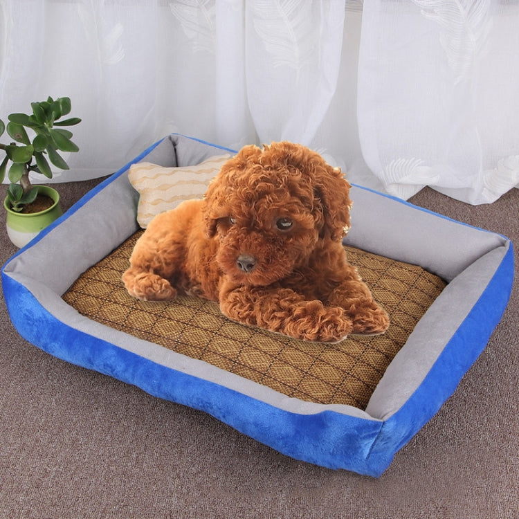 Dog Bone Pattern Big Soft Warm Kennel Pet Dog Cat Mat Blanket, with Rattan Mat Size: XS, 50×40×15cm