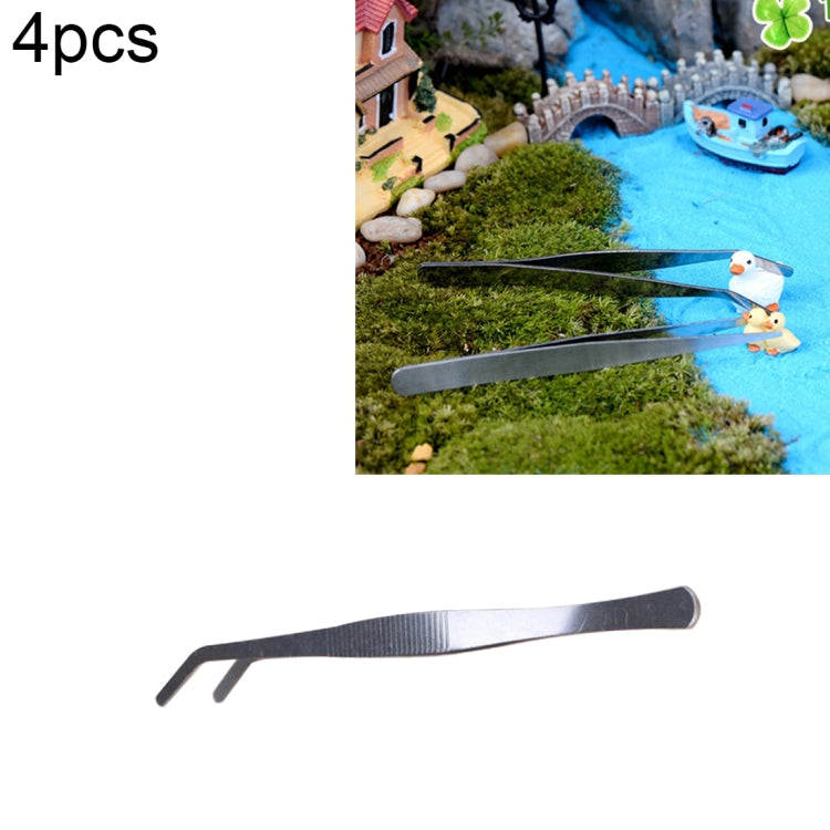 4pcs Stainless Steel Plants Cleaner Tool Crooked Tweezer Plants Cleaning Tool Aquarium Maintenance Tools Marine Aquarium Live Plants Tweezers,Length:17cm