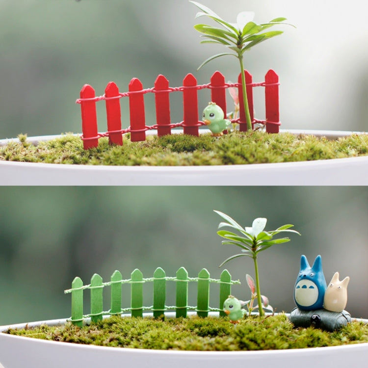 10 PCS Mini Small Fence Barrier Wooden Craft Wooden Small Fence Moss Micro-landscape Ornaments, Random Color Delivery
