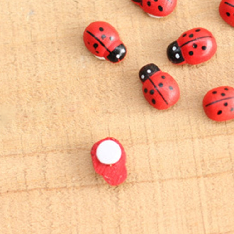 50pcs Mixed Color Wooden Cabochons Ladybug for Decoration Wood Ladybug Decoration Crafts Micro-landscape Ornaments Accessories Multi-meat Ornaments