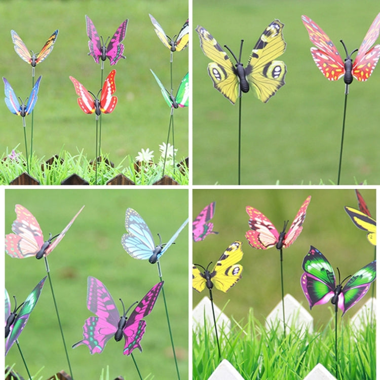10pcs Colorful Butterflies Garden Ornament Flowerpot Plant Decor Butterfly Stick Garden Decoration Simulation Butterfly, Random Color Delivery