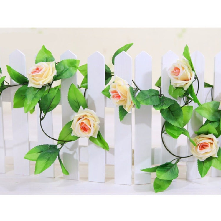 Simulation of Rattan Flowers Artificial Flowers Fake Simulation Champagne Rose Ivy Vine Hangings Garlands for Home Wedding Decoration, Length: 2.5m, Random Color Delivery