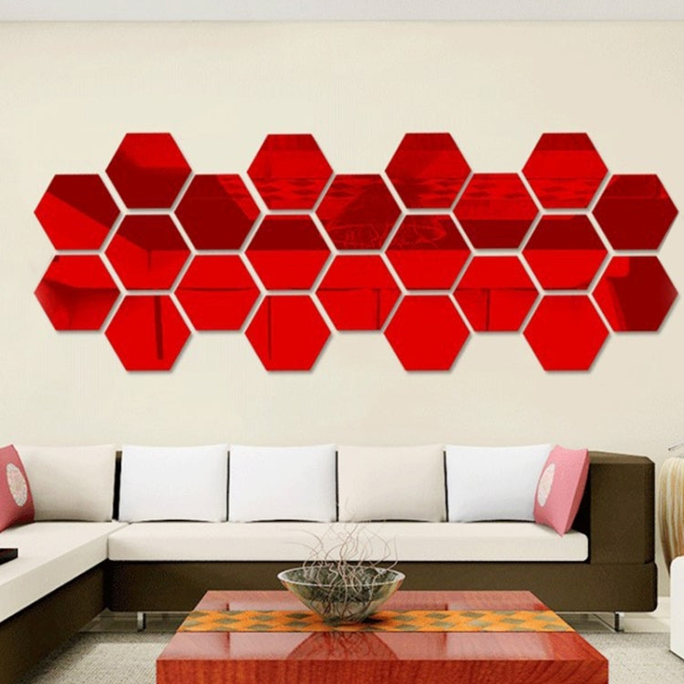 12 PCS 3D Hexagonal Mirror Wall Stickers Set, Size: 10*10cm