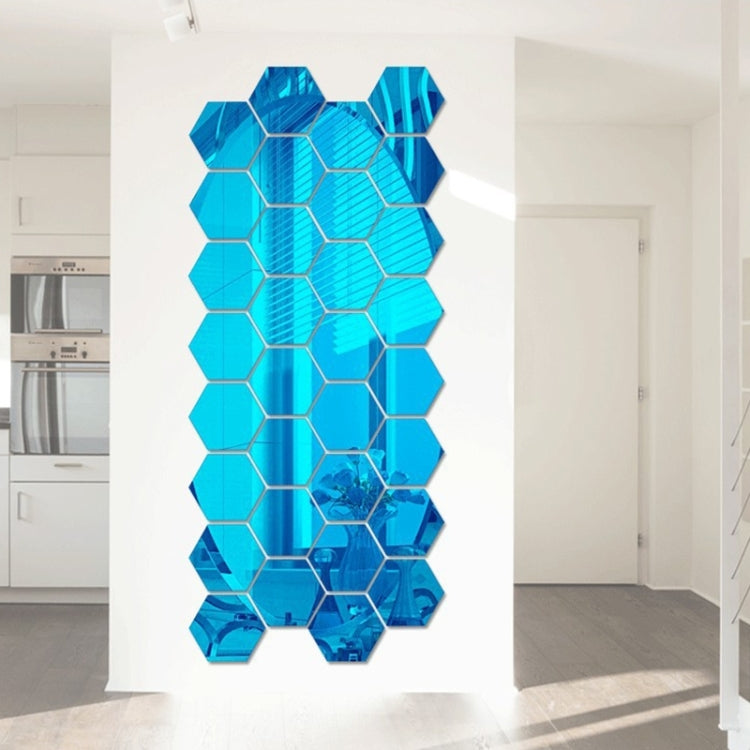 12 PCS 3D Hexagonal Mirror Wall Stickers Set, Size: 8*8cm