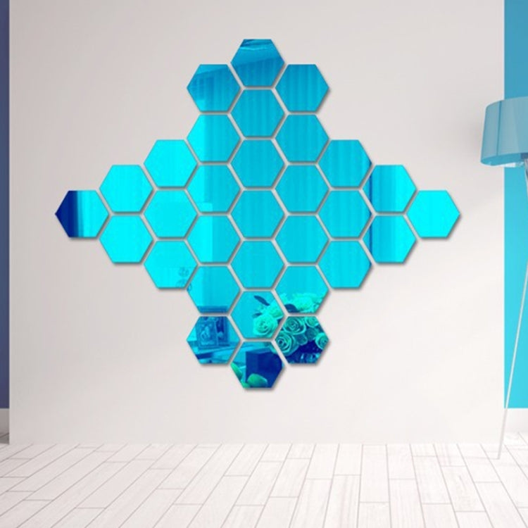 12 PCS 3D Hexagonal Mirror Wall Stickers Set, Size: 8*8cm