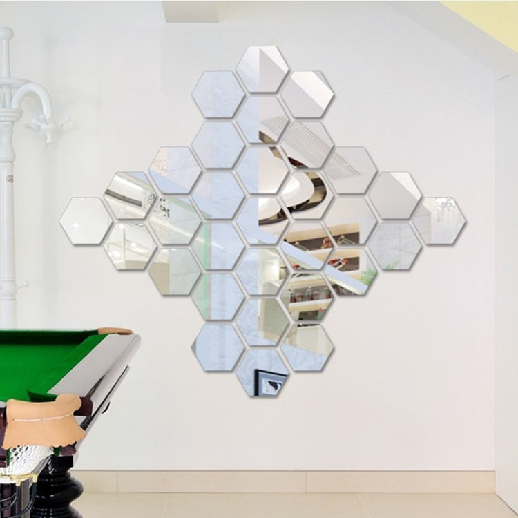 12 PCS 3D Hexagonal Mirror Wall Stickers Set, Size: 4*4cm