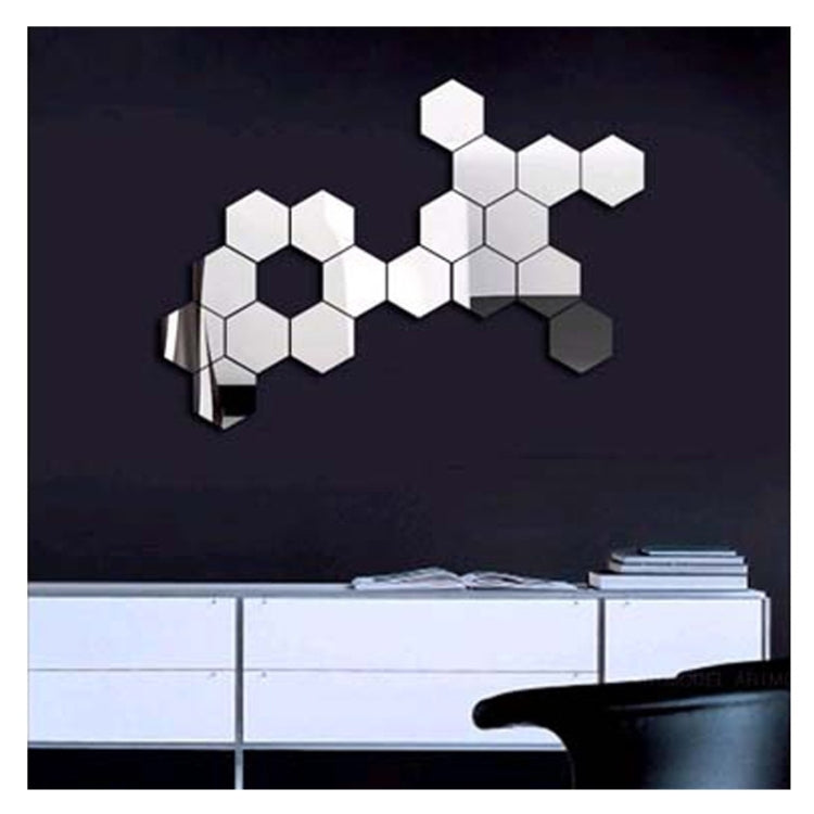 12 PCS 3D Hexagonal Mirror Wall Stickers Set, Size: 4*4cm