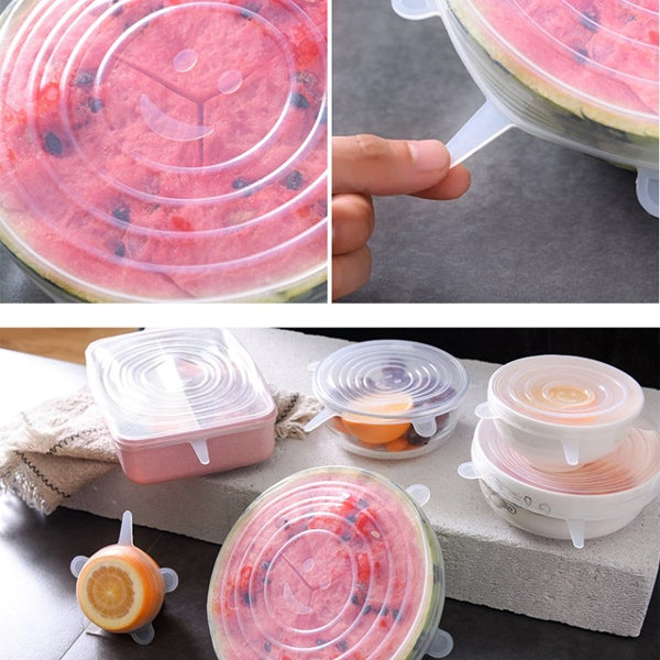 6 PCS / Set Food Grade Silicone Sealing Lids Fresh Keeping Covers