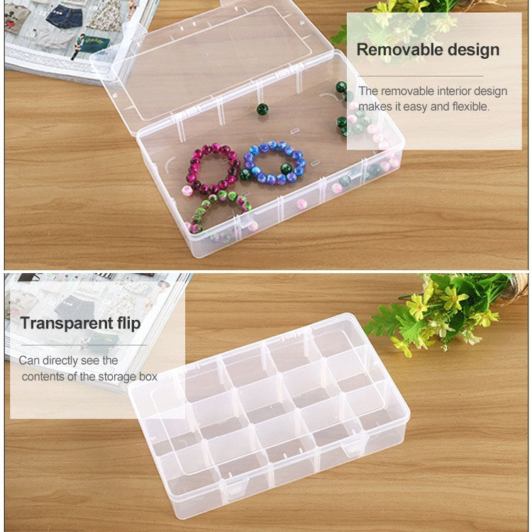Removable Grid Compartment Plastic Box Organizerfor Jewelry Earring Fishing Hook Small Accessories, Size: Large, 15 Slots
