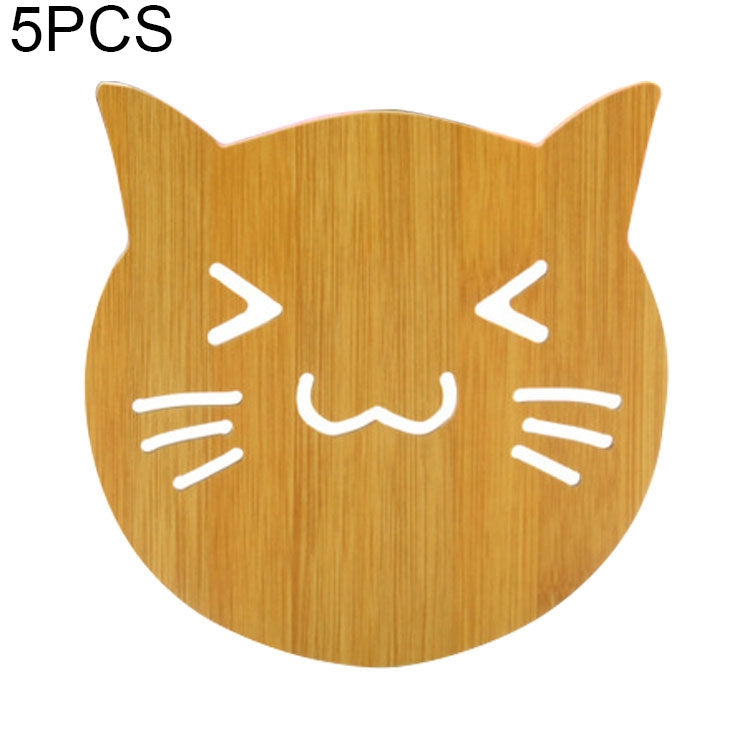 5pcs Cute Cartoon Kitchen Table Protect Wood Cup Pad Heat Insulation Coaster Mat, Random Style Delivery