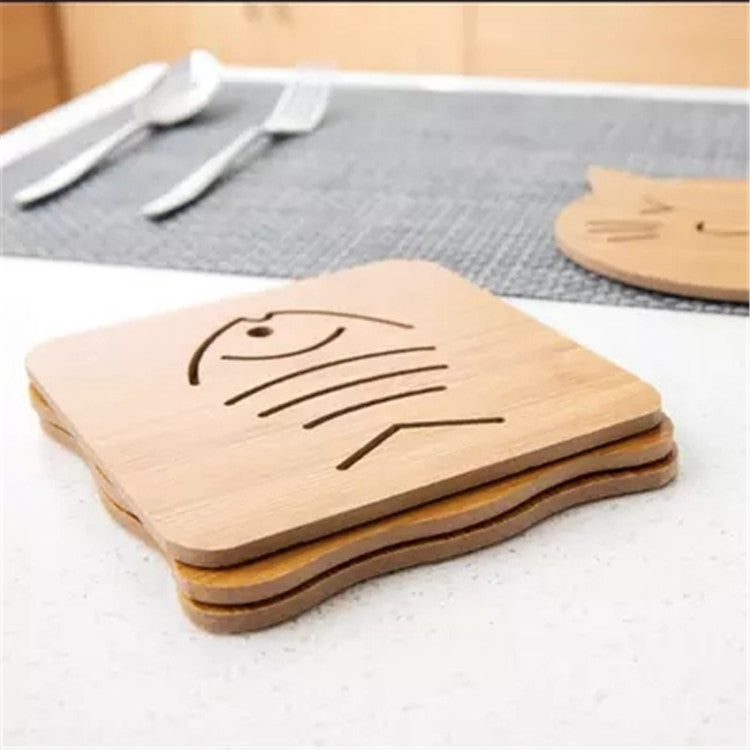 5pcs Cute Cartoon Kitchen Table Protect Wood Cup Pad Heat Insulation Coaster Mat, Random Style Delivery