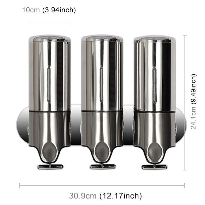 Triple Hotel Shower Manual Dispenser Wall Mounted Washing Liquid Shampoo Soap Bottle, Capacity: 1200ml