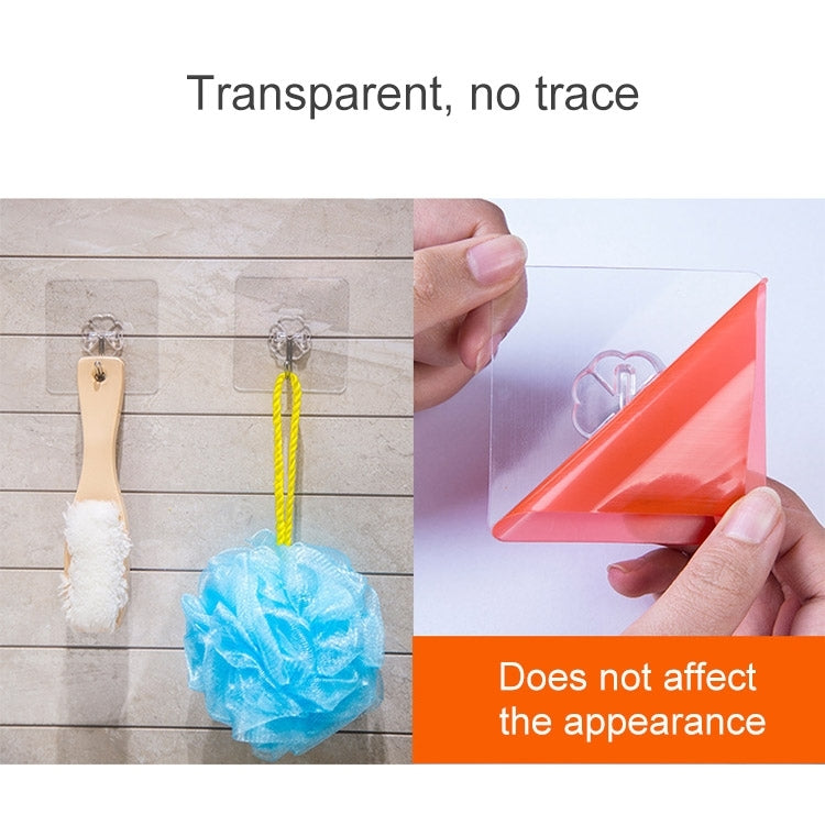 10pcs PVC + Stainless Steel Thin Plum Shape Seamless Adhesive Hook Waterproof Transparent Strong Stick Hook Kitchen Wall Mount