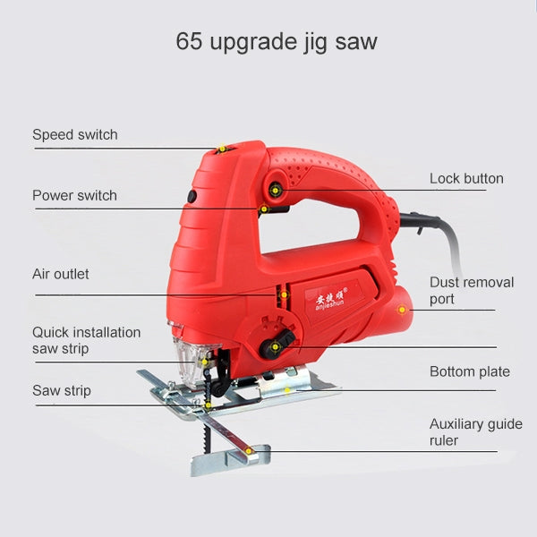 220V Jig Saw Electric Saw Woodworking Electric Tools Multifunction Chainsaw Hand Saws Wood Cutting Machine With Laser & 10 Saw Blade, EU plug