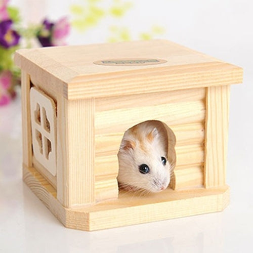 Pet Flat Roof Wooden House Hut Pets Cage for Small Animal Rabbit Hamster