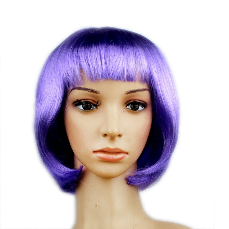 Party Cosplay Headwear Straight Short PET Wigs for Female(Lavender)
